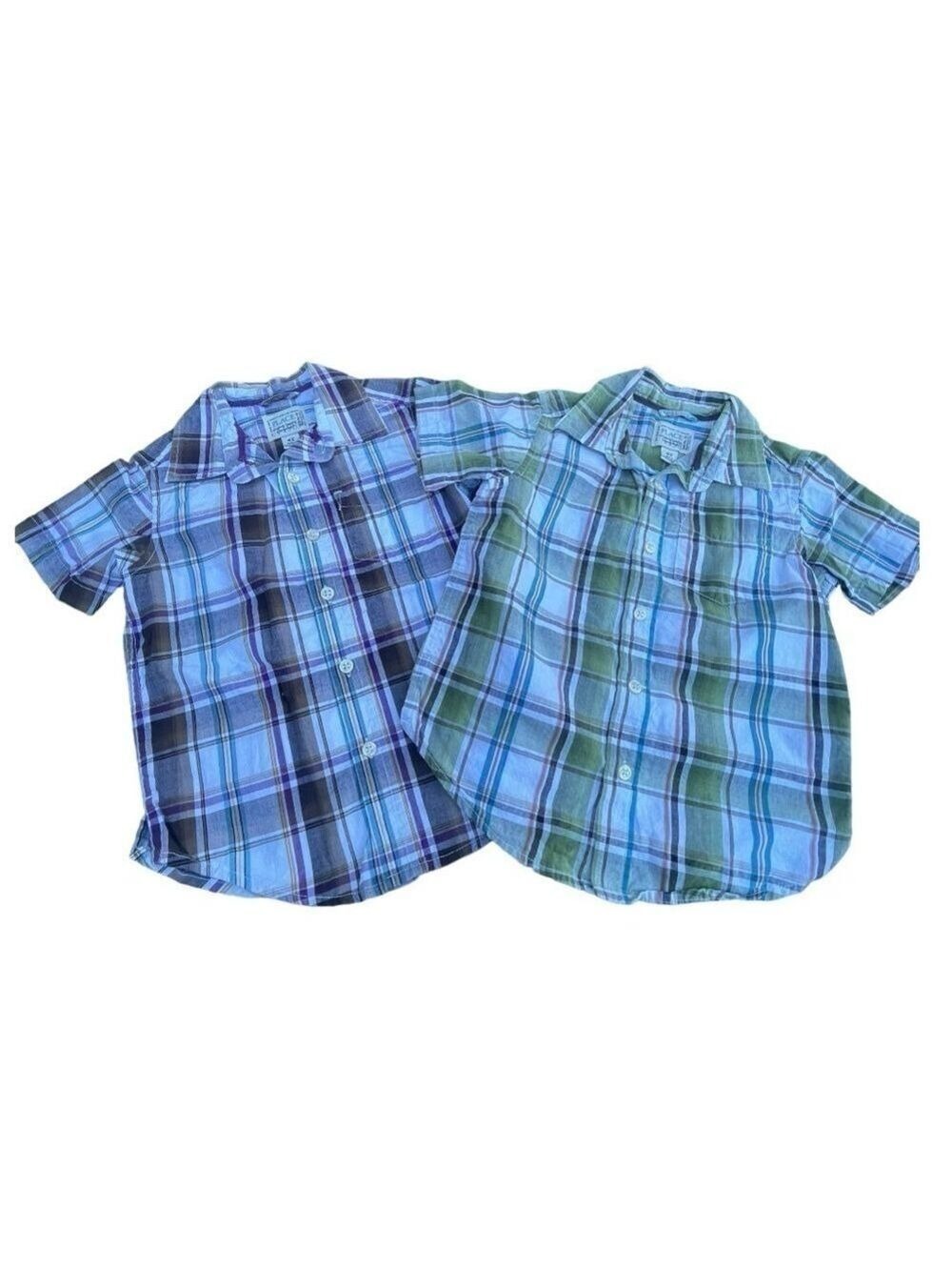 CHILDREN’S Place boys set of two plaid cotton button down shirts short sleeve 4T
